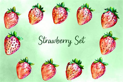 Strawberry Set Graphic By Picture Pizzazz Creative Fabrica