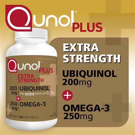 Qunol Plus Extra Strength Ubiquinol 200 Mgomega3 250 Mg 90 เม็ด