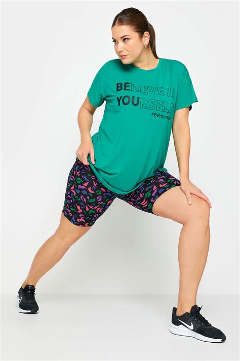 Yours Active Plus Size Green Believe In Yourself Top Yours Clothing