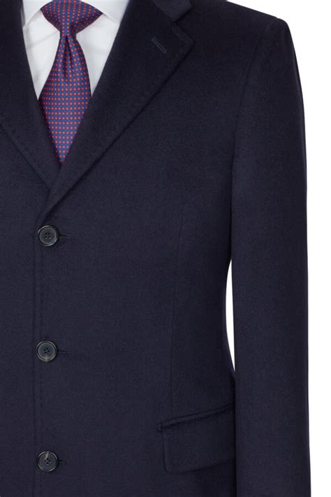 Single Breasted Navy Cashmere Overcoat Richard Anderson Bespoke Tailors Of Savile Row London