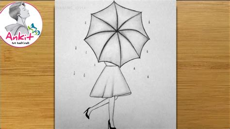 Very Easy Way To Draw A Girl With Umbrella Step By Step Pencil Sketch Farjanadrawingacademy