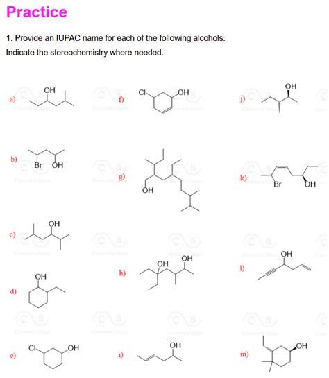 Nomenclature Practice Questions Class 10