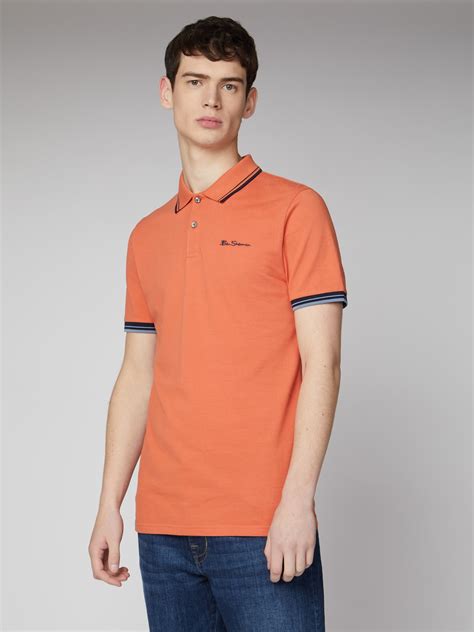 Mens Orange Signature Cotton Polo Shirt Ben Sherman Est 1963