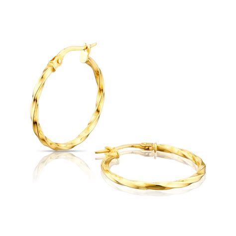 9ct Yellow Gold 20mm Twist Creole Hoop Earrings Ernest Jones