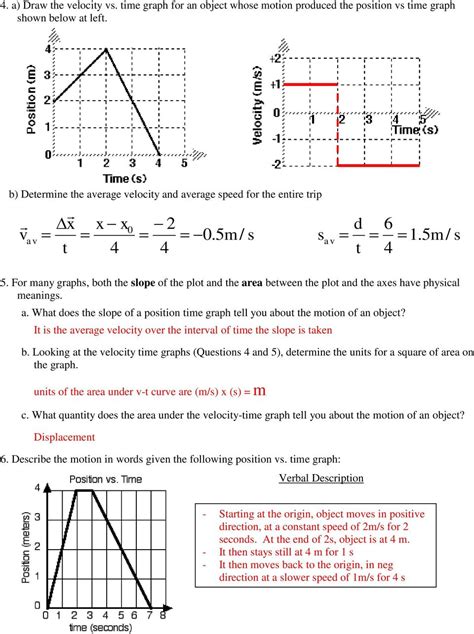 Position And Motion Worksheet Answers