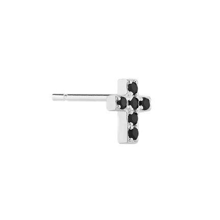 Kolczyk Srebrny Krzy Yk Cross Black Silver Selfie Jewellery