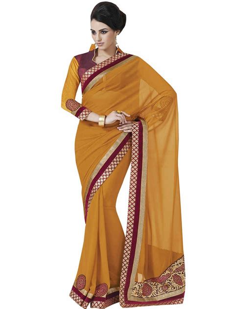 Melluha Awesome Georgette Turmeric Designer Saree Saree Designs