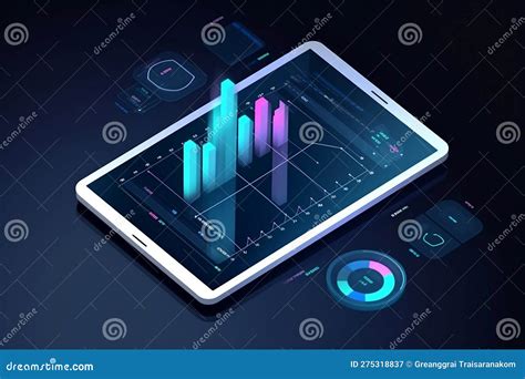 Online Marketing Financial Report Chart Tablet With Data Chart Chart