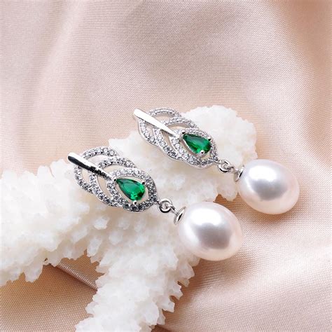 Sterling Silver Drop Earrings Natural Freshwater Jewelry