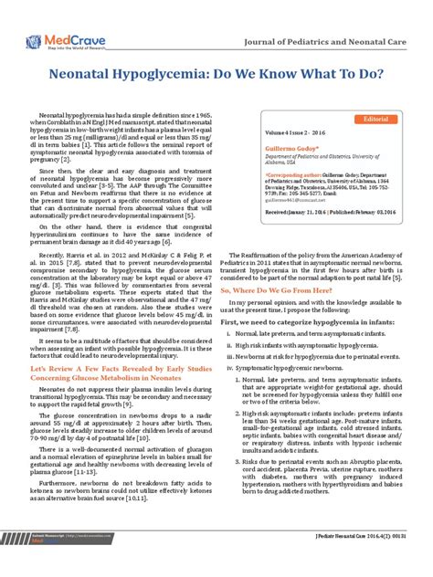 Neonatal Hypoglycemia Do We Know What To Do Journal Of Pediatrics