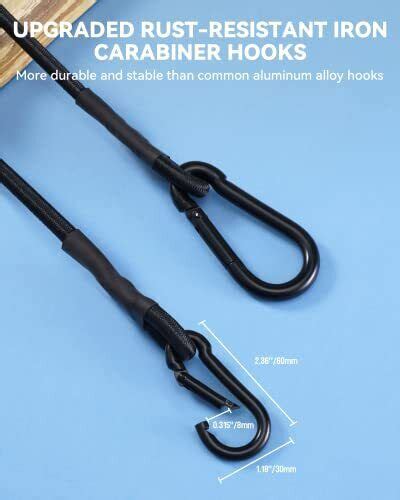 Real Heavy Duty Carabiner Bungee Cords Outdoor With Lbs Max