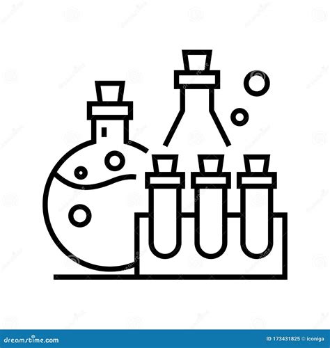 Teken Lijnsymbool Voor Chemische Oplossingen Lijnconcept Lijnomtrek