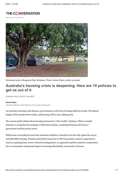 Pdf Australias Housing Crisis Is Deepening Here Are 10 Policies To