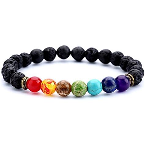 Chakra Lava Stone Diffuser Bracelet Crystal Reiki Healing Balancing