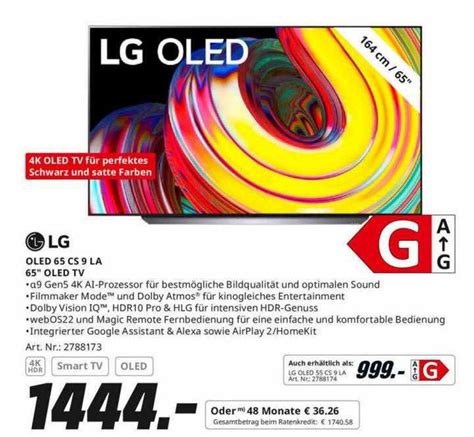 Lg Oled 65 Cs 9 La 65 Oled Tv Angebot Bei MediaMarkt 1Prospekte De