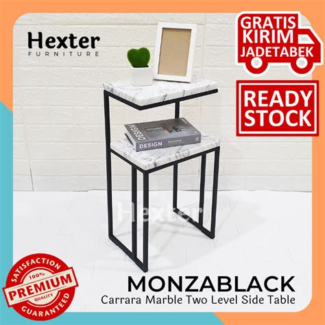 Jual MONZA BLACK Meja Sudut Marmer Carrara Marble Side Table Nakas