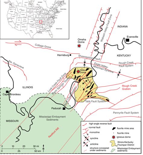 Map Showing The Location Of The Illinois Kentucky Fluorspar District