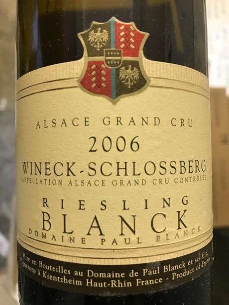 Paul Blanck Riesling Wineck Schlossberg France Alsace Alsace