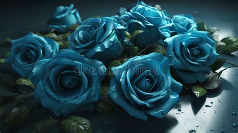 Blue Roses Background Image Ai Generated Stock Illustration Illustration Of Rose Bouquet