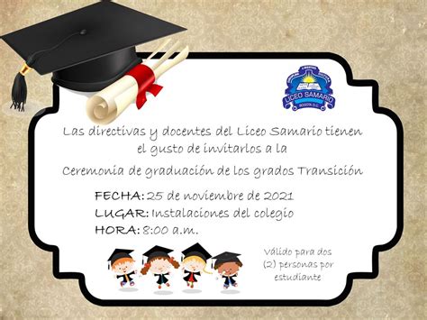 Invitaci N Ceremonia Graduaci N Transici N Colegio Liceo Samario