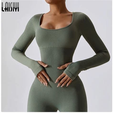 LAISIYI Macac Es De Fitness Para Mulheres Sexy Bodycon Playsuit Pesco O