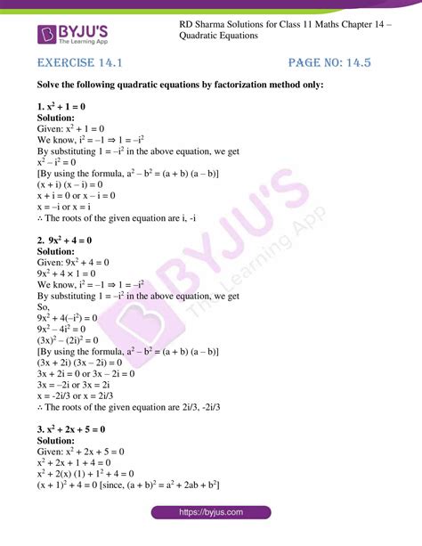 Rd Sharma Solutions For Class Chapter Quadratic Equations