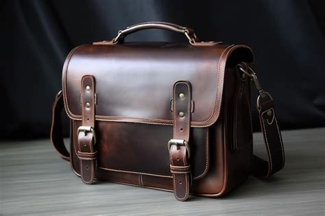 Premium AI Image | Mens leather bag Leather dark brown bag