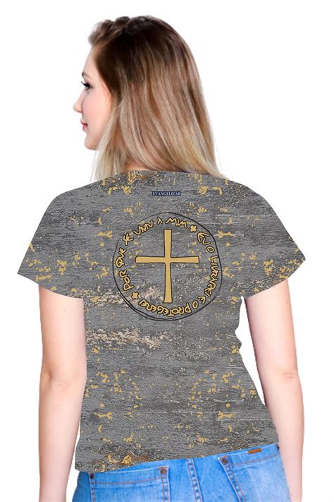 Blusa t shirt Religiosa Católica Medalha das Duas Cruzes BLT1511