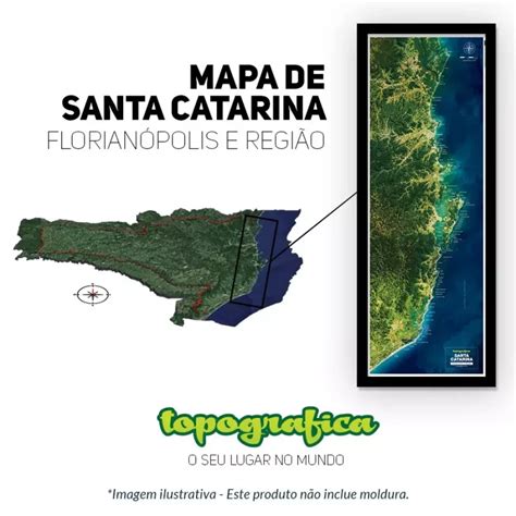 Poster Mapa De Sc Florian Polis E Litoral X Cm Topografica