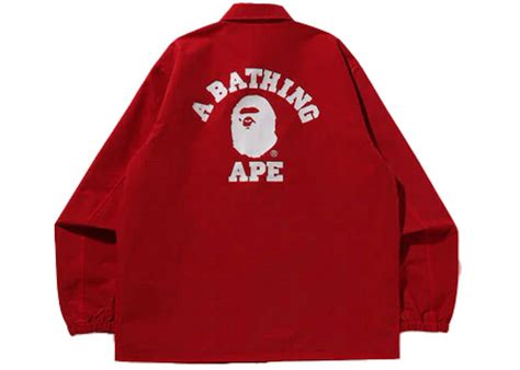 Bape College Coach Jacket Ss23 Red Mens Ss23 Us