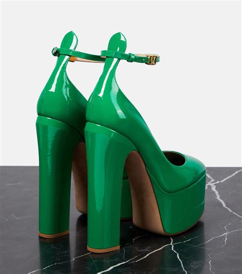 Tan Go 155 Leather Platform Pumps In Green Valentino Garavani Mytheresa