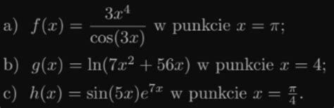 Obliczyć pochodne funkcji w zdjęciu Brainly pl