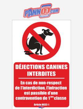 Panneau déjections canines interdites picto