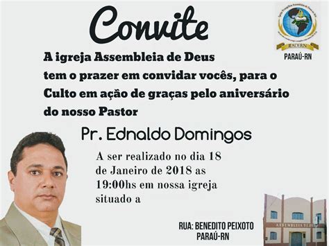 Pastor Edinaldo Domingos Assembleia De Deus Em Para Rn Realizar