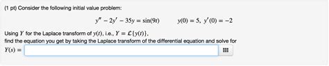 Solved Pt Consider The Following Initial Value Problem Chegg