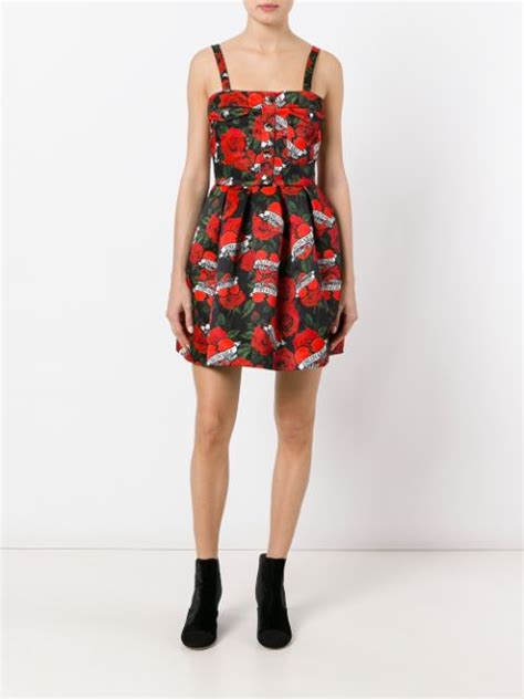 Philipp Plein Rose Print Dress Modesens