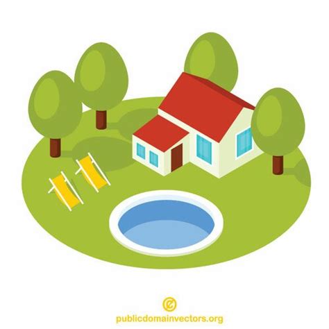 House with swimming pool | Public domain vectors