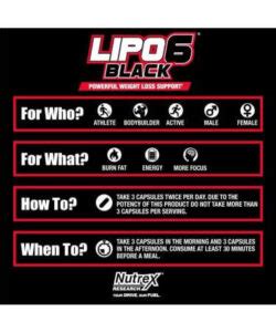 Lipo 6 Black Extreme Potency 120 Caps Synergize Pk