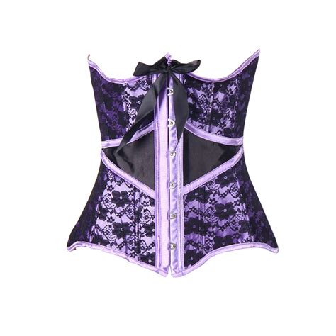 Aj2107 Womens Sexy Lace Up Boned Overbust Corsets Bustiers Lace Floral Embroidery Corset Shaper