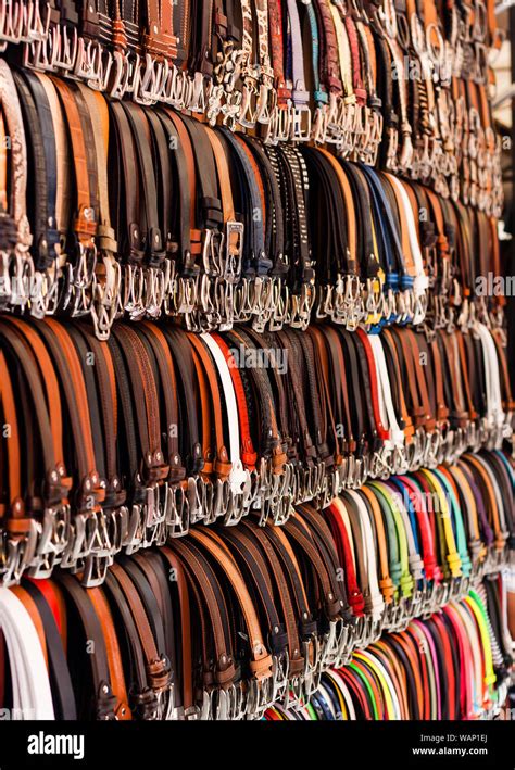 Collection Of Colorful Belts On The Shopping Market Stock Photo Alamy