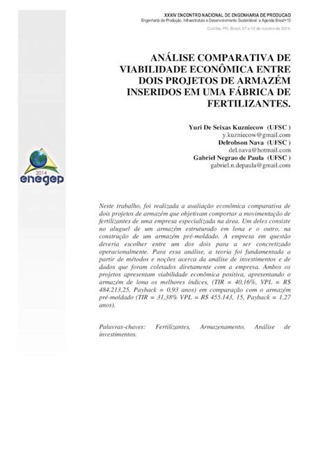 PDF ANÁLISE COMPARATIVA DE VIABILIDADE ECONÔMICA Esse tipo de