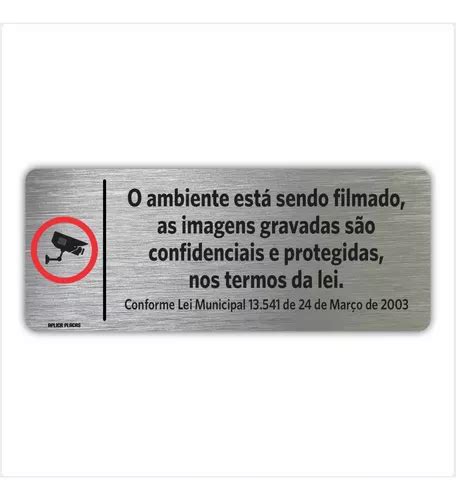 Placa O Ambiente Está Sendo Filmado 8x20cm Sinalização Lei MercadoLivre