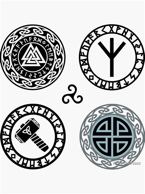 Viking Symbols Norse Mythology Celtic Knots Runes Set Sticker For