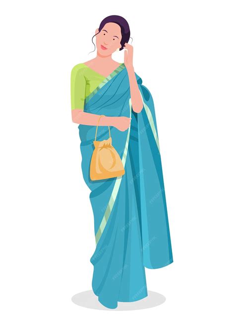 Premium Vector Women In Saree Illustration Of Indian Women With