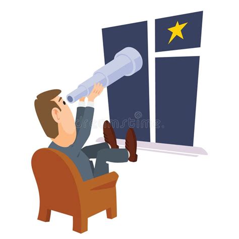 Man Looking Through Telescope Illustration For Internet And Mobile Website Stock Vector