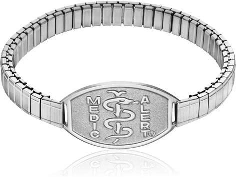 MedicAlert Foundation Stretch Band Medical Alert ID Bracelet, Silver ...