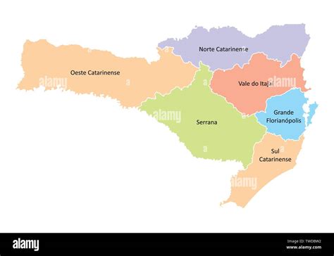 Un Colorido Mapa De Santa Catarina Brasil Dividido En Regiones Imagen