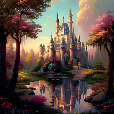 Fairy Tale Magical Castle Ai Generated Stock Illustration