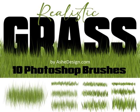 Designer Gems Photoshop Brush Set Realistic Grass Ashedesign