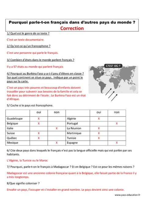 Pourquoi parle t on français dans les autres pays du monde Lecture